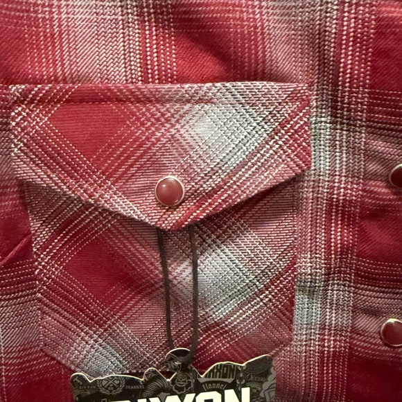 DIXXON Pinot and Gray Plaid Pearl Snap Button Flannel Size S - Picture 4 of 9